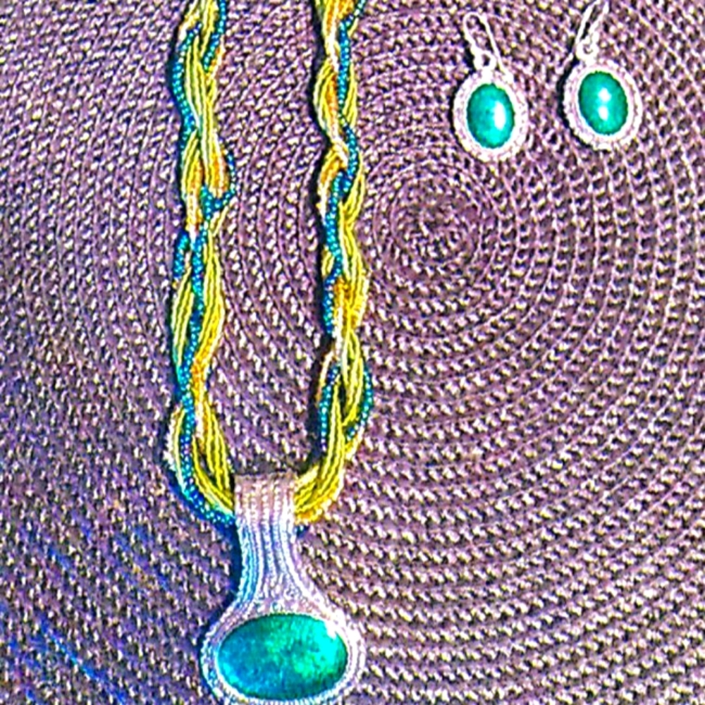 Matching necklace and earrings.